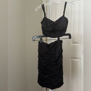 Black Ruched Two-Piece Set Size XS